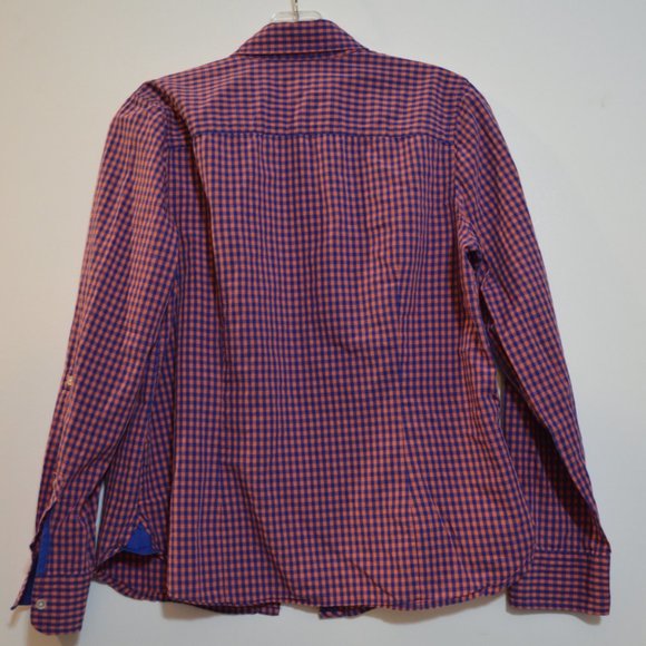 TALBOTS Mini-Plaid Red-Bue Long Sleeves Button-Down Shirt 8 - Picture 7 of 7